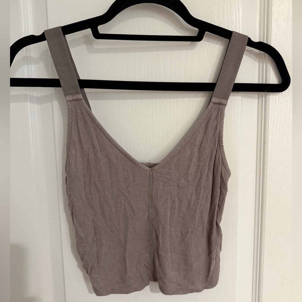 Silence + Noise Taupe Ribbed Camisole